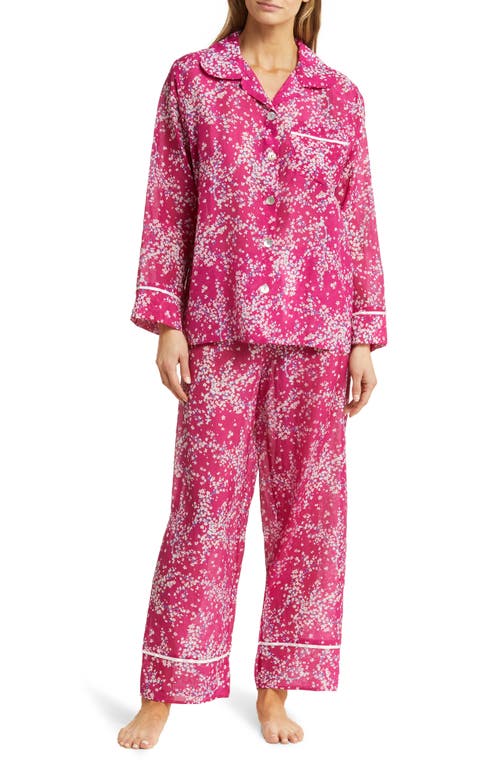 Papinelle Cheri Blossom Cotton & Silk Pajamas Dark Raspberry at Nordstrom,