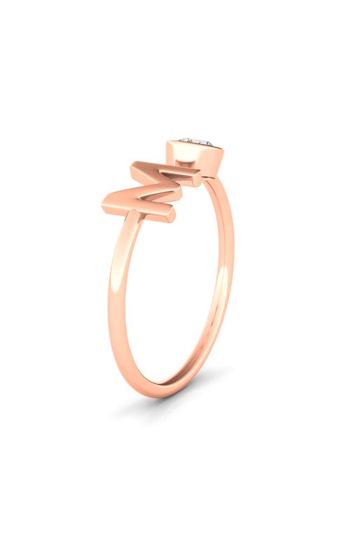 Hautecarat Letter Lab Created Diamond 18k Rose Gold Ring In 18k Rose Gold - M