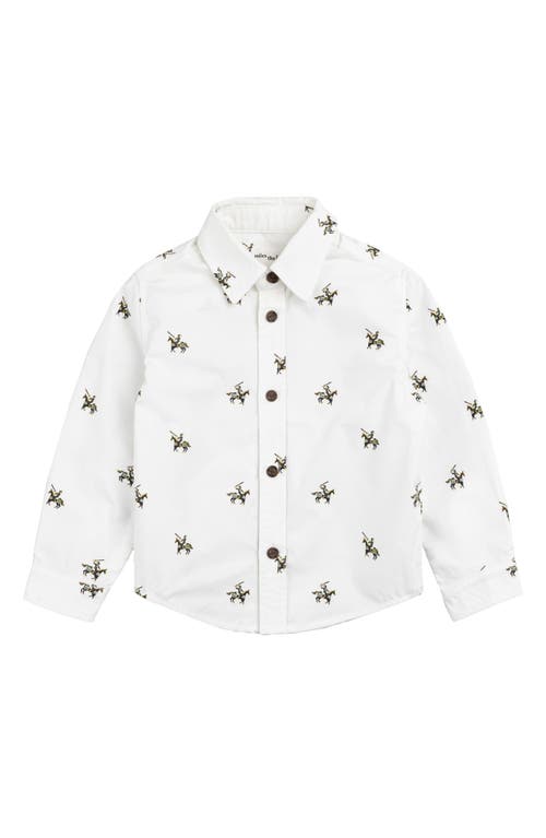 Miles Baby Kids' Knight Print Organic Cotton Poplin Button-up Shirt (toddler & Little Kid)<br /> In Offwhite