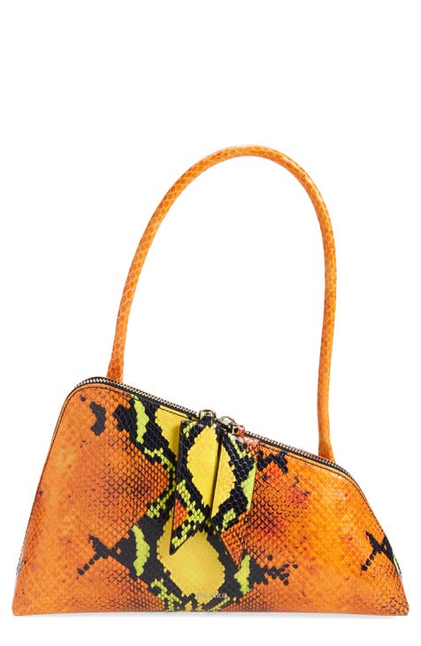 Snake Skin Embossed Leather Handbag Vintage Leather Handbag 