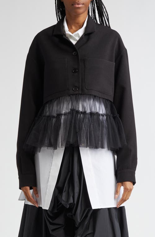 renaissance renaissance Kiri Tulle Hem Trucker Jacket in Black 