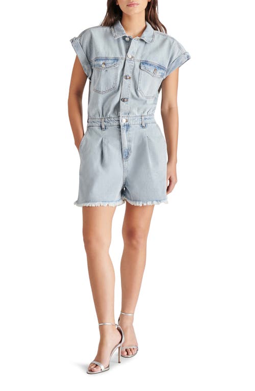 Steve Madden Calliope Denim Romper In Stone Wash