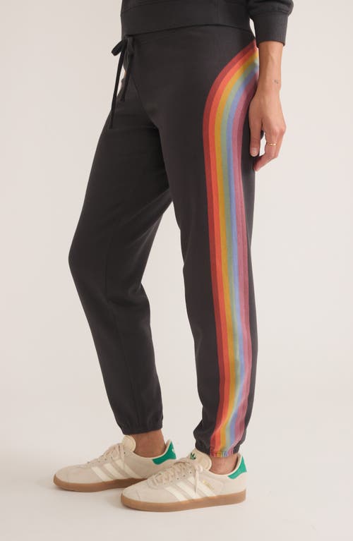 Shop Marine Layer Anytime Stripe Fleece Sweatpants In Washed Black Stripe