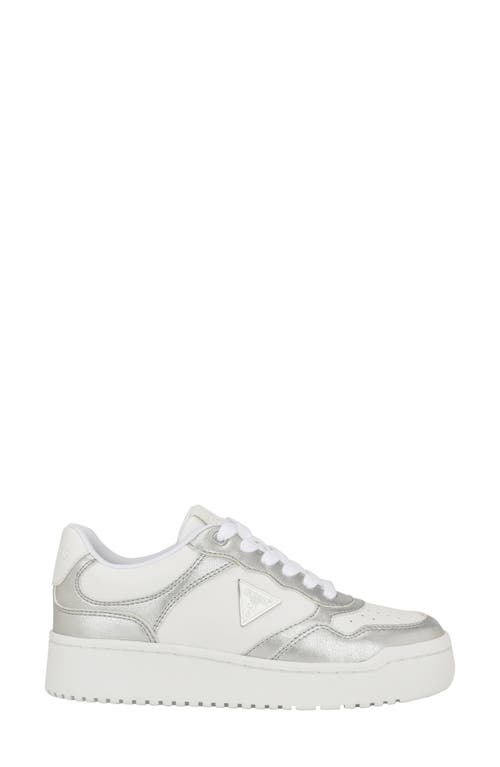 Guess Miram Platform Sneaker In White/silver
