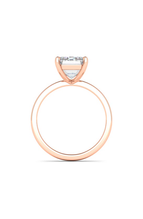 Hautecarat Emerald Cut Lab Created Diamond 18k Gold Ring In 18k Rose Gold