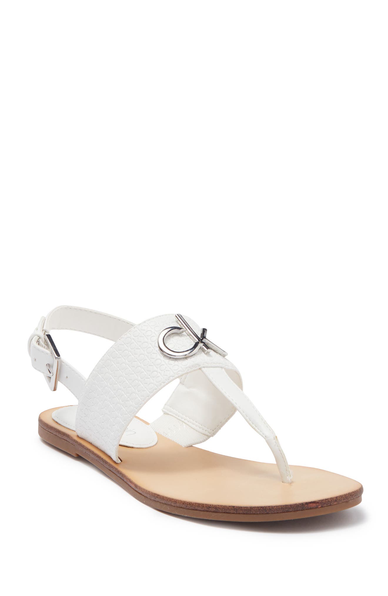 Calvin Klein T-strap Flat Sandal In Open White32