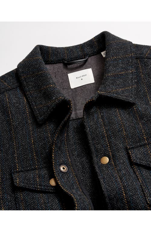 Shop Billy Reid Woodsman Wool Herringbone Shirt Jacket In Charcoal Multi