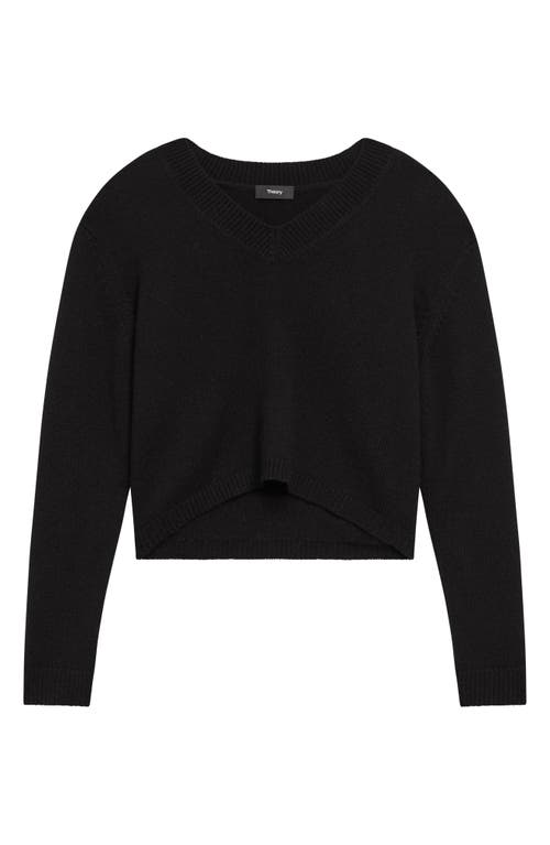 Shop Theory Crop Cashmere Sweater In Black