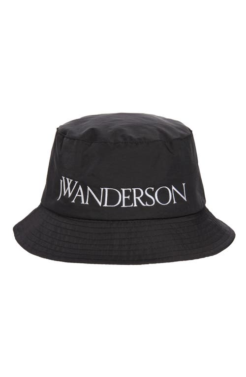 JW Anderson Embroidered Logo Bucket Hat in Black at Nordstrom, Size Small