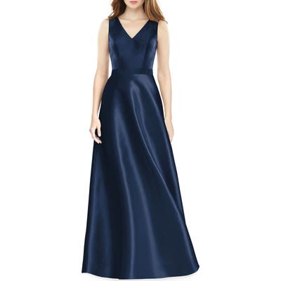 Alfred Sung Sleeveless Sateen Gown, Blue