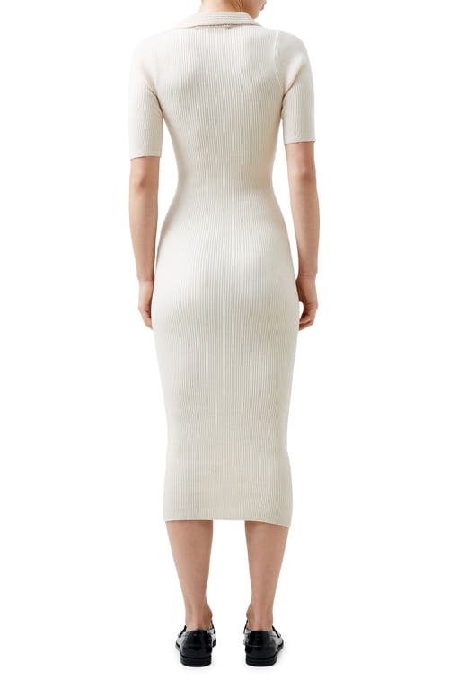 Shop French Connection Cosysoft Polo Rib Midi Sweater Dress In Classic Cream