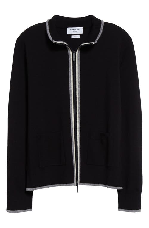 Shop Thom Browne Milano Stitch Virgin Wool Cardigan In Navy