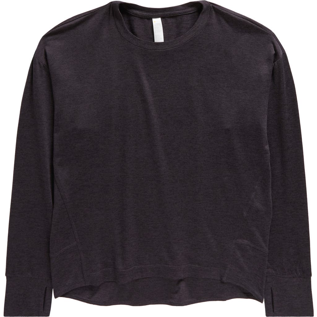 Shop Zella Girl Kids' Restore Oversize Long Sleeve T-shirt In Black Shade