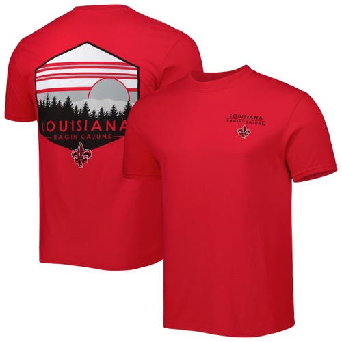 IMAGE ONE Men's Red Louisiana Ragin' Cajuns Landscape Shield T-Shirt