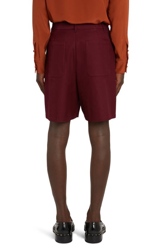 Shop Valentino Flat Front Cotton Blend Shorts In Rubin
