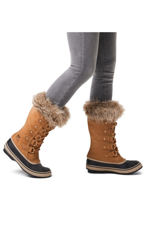 Sorel Joan Of Arctic Faux Fur Waterproof Snow Boot In Camel Brown/black
