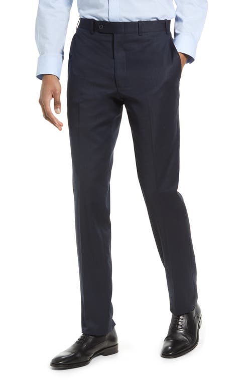 Flat Front Wool Trousers in Navy