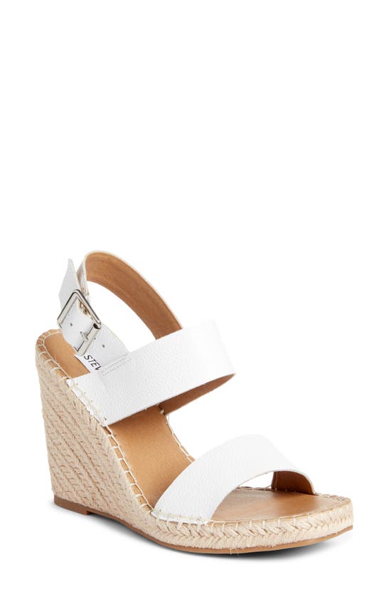Steve Madden Uri Espadrille Wedge Sandal In White Leather