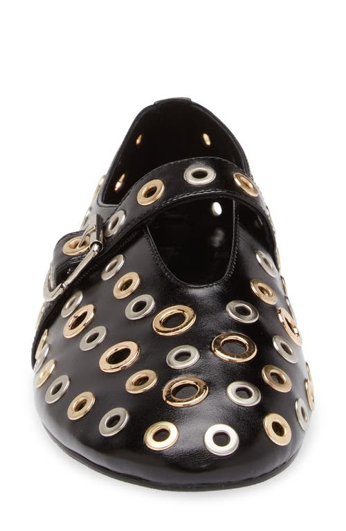 Shop Jeffrey Campbell Holed Mary Jane Flat In Black Gold Silver