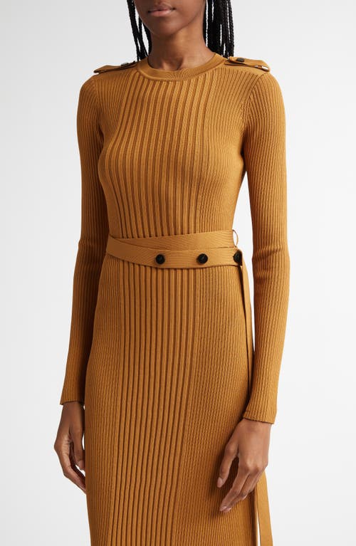 Shop Proenza Schouler Lauryn Long Sleeve Rib Sweater Dress In Dark Camel
