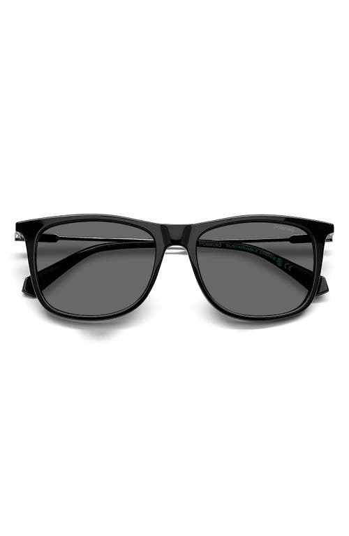 Polaroid 55mm Polarized Rectangular Sunglasses In Black/gray Polar