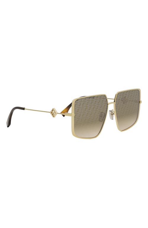 Fendi Diamonds 59mm Gradient Geometric Sunglasses In Shiny Endura Gold/brown