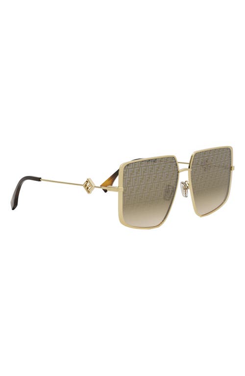 Shop Fendi Diamonds 59mm Gradient Geometric Sunglasses In Shiny Endura Gold/brown