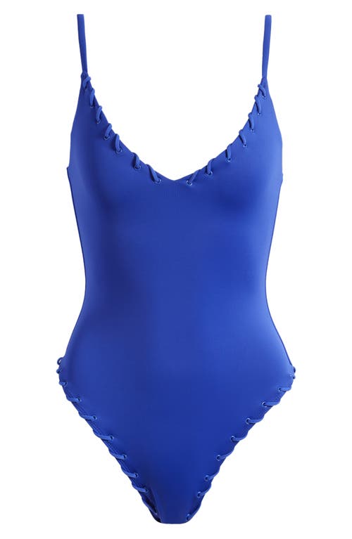 Good American Whip Stitch One-piece Swimsuit In Capri Blue004