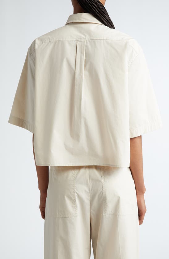 Shop Totême Toteme Crop Organic Cotton Poplin Button-up Shirt In Stone