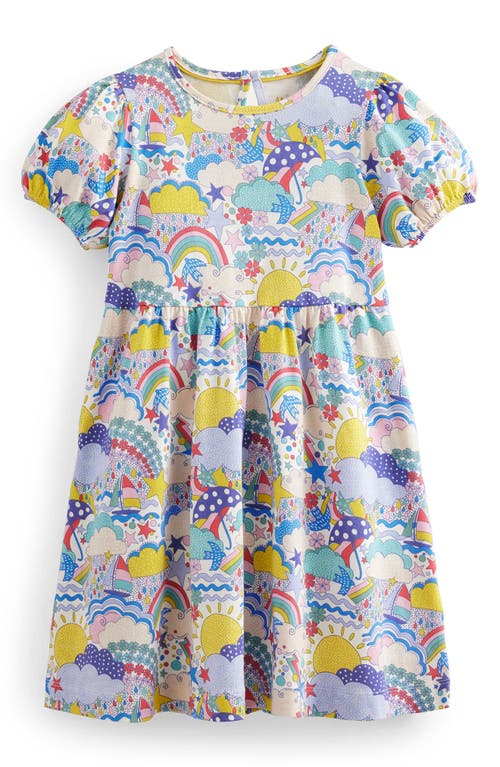 Boden Kids' Puff Sleeve Cotton Jersey Dress in Multi Weather