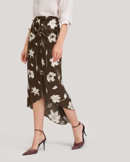 Lilysilk Vintage Midi Silk Floral Printed Skirt For Women In Lily White