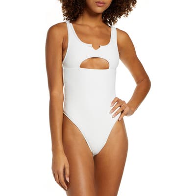 Frankies Bikinis Cody Cutout One-Piece Swimsuit, White