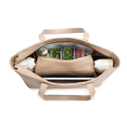 Modern Picnic The Croc Embossed Faux Leather Tote In Cream Croc