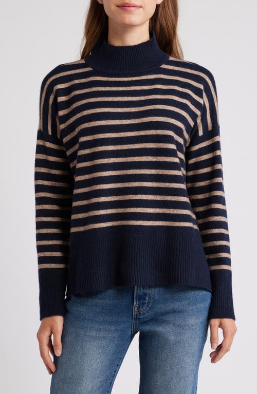 Shop Hatley Stripe Mock Neck Tunic Sweater In Blue