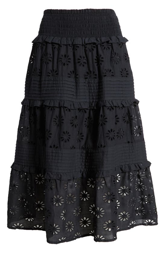 Shop Rails Gail Tiered Cotton Eyelet Skirt In Black