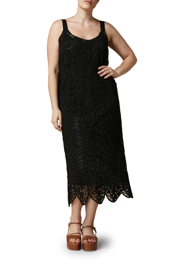 Shop Marina Rinaldi Riber Lace Midi Dress In Black