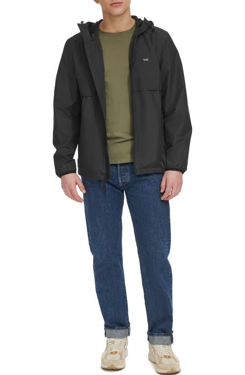 Shop Levi's Water Resistant Hooded Rain Jacket In Black