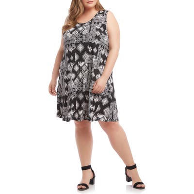Plus Size Karen Kane Chloe Geo Print Dress, Black