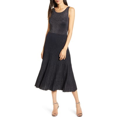 Bailey 44 Lydia Pleated Metallic Midi Sweater Dress, Blue