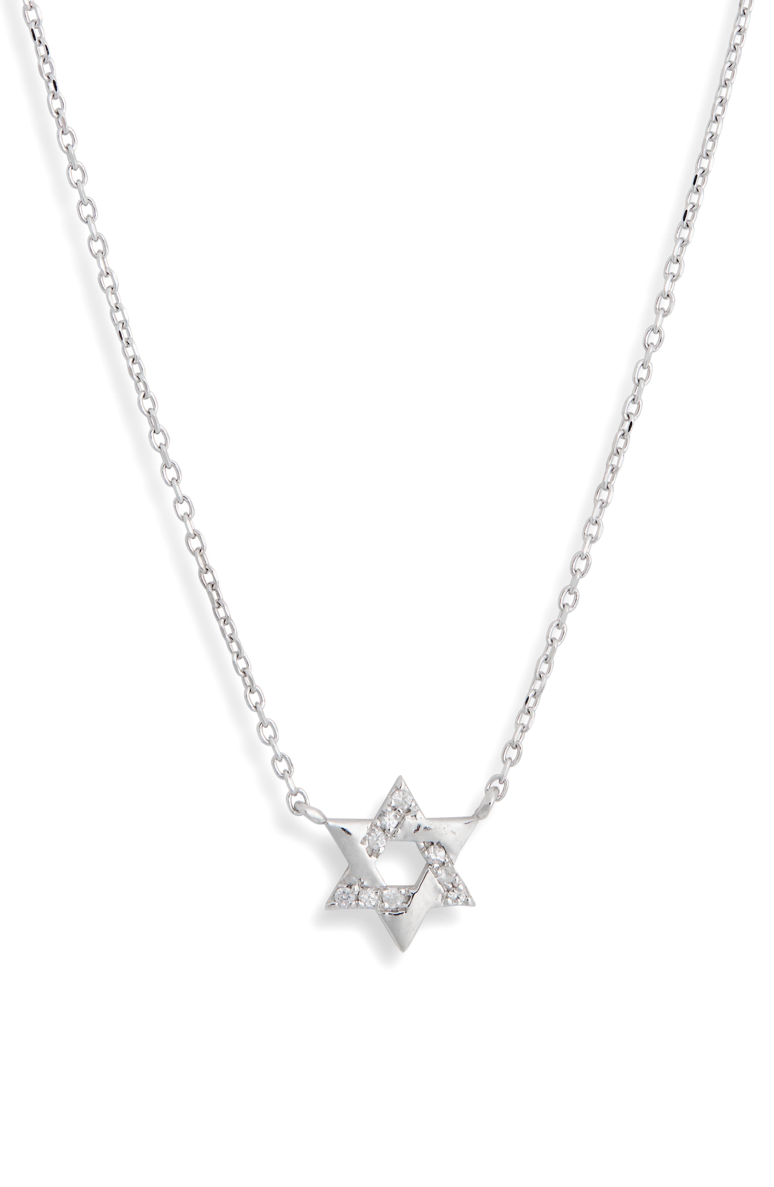 Anzie Love Letter Pavé Diamond Star of David Necklace in Silver 