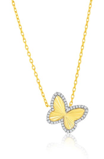 SIMONA SIMONA BUTTERFLY CZ PENDANT NECKLACE