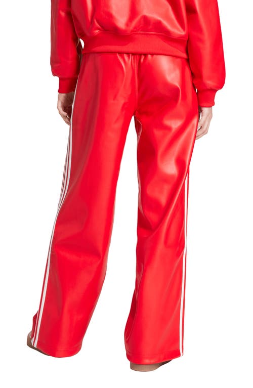 Shop Adidas Originals Adidas Firebird Faux Leather Track Pants In Better Scarlet