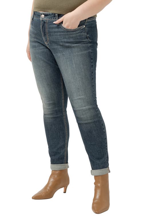 Shop Silver Jeans Co. Girlfriend Distressed Skinny Jeans In Indigo
