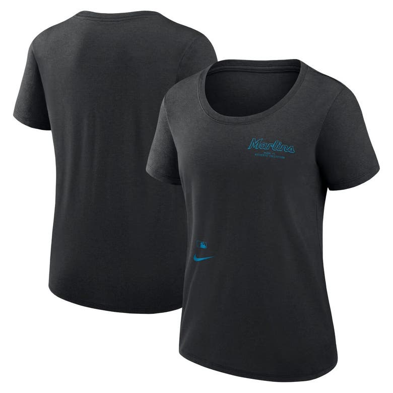 Shop Nike Black Miami Marlins Authentic Collection Performance Scoop Neck T-shirt