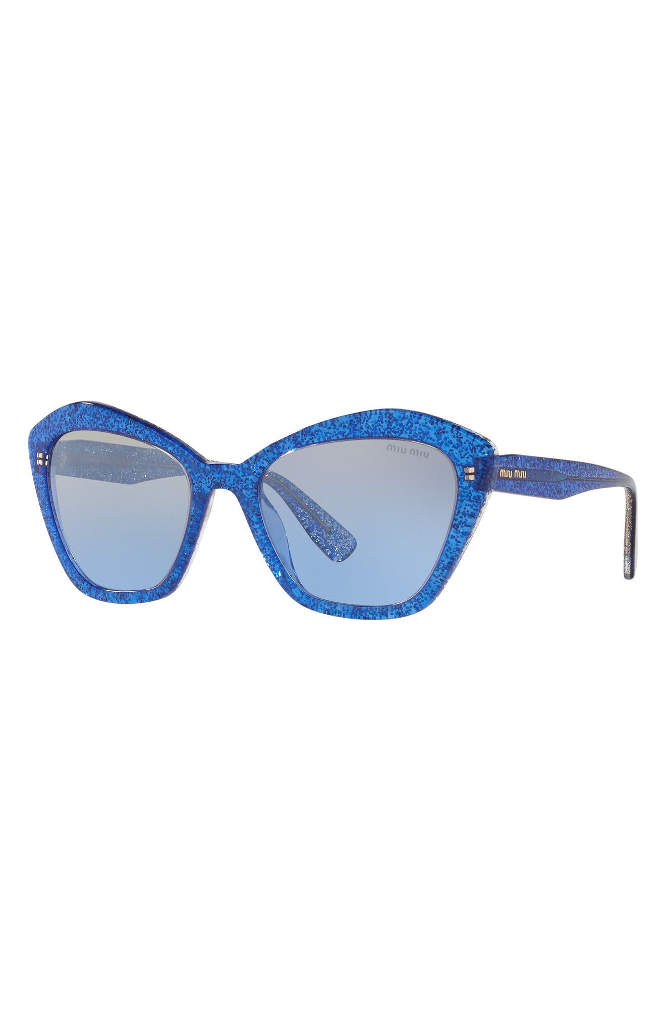 Miu Miu 55mm Irregular Sunglasses In Blu Glit