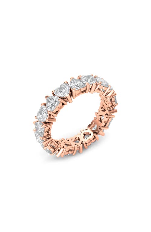 HauteCarat Alternating Hearts Lab Created Diamond Eternity Ring in Rose Gold at Nordstrom