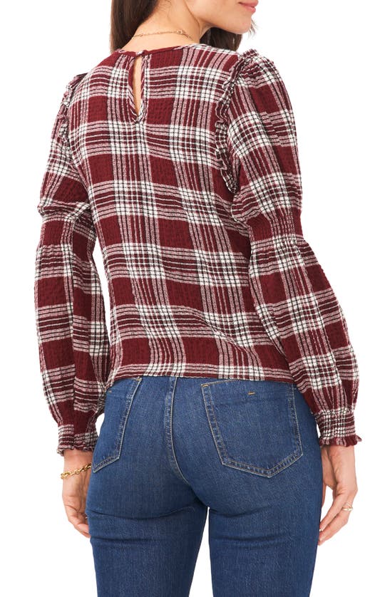 1.state Plaid Long Sleeve Top In Port