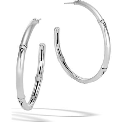 John Hardy Bamboo Collection Large Sterling Silver Hoop Earrings