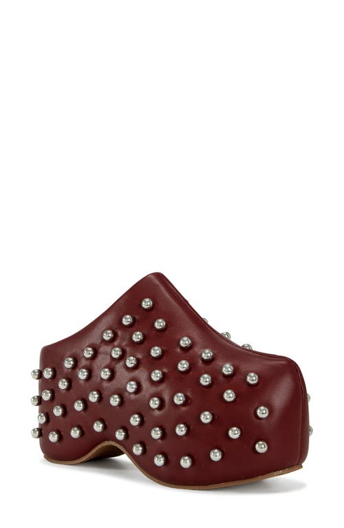 Azalea Wang Romesco Studded Platform Clog In Burgundy