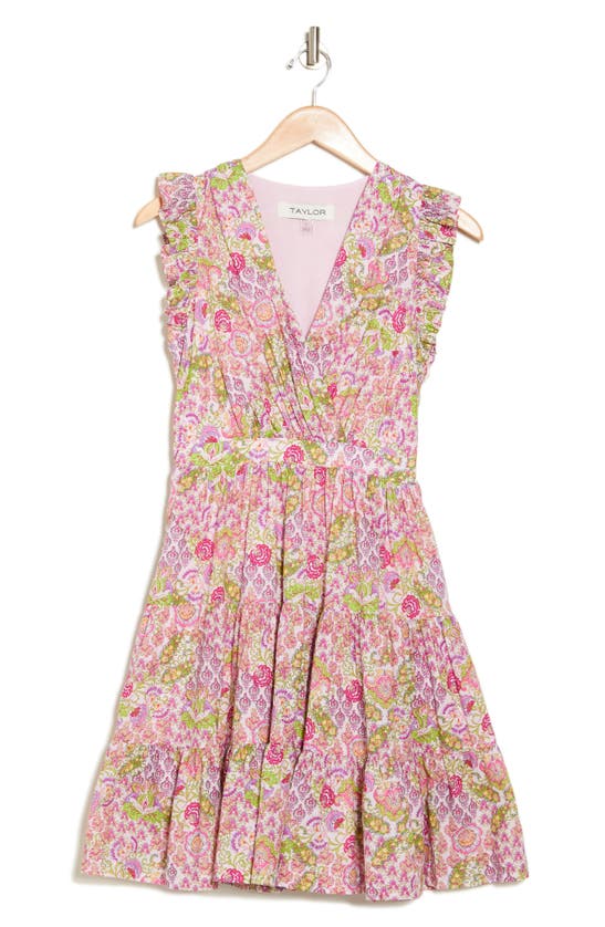 Shop Taylor Dresses Floral Sleeveless Dress In Cameo Pink Orchid